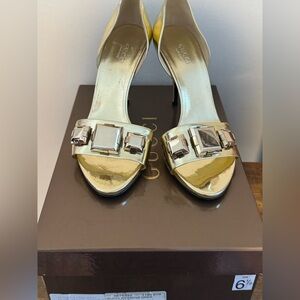 Gucci Authenticated Gold Heeled Women's Shoes Size 6 1/2